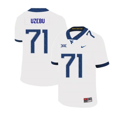 Men's West Virginia Mountaineers NCAA #71 Junior Uzebu White Authentic Nike 2019 Stitched College Football Jersey RI15N78UK